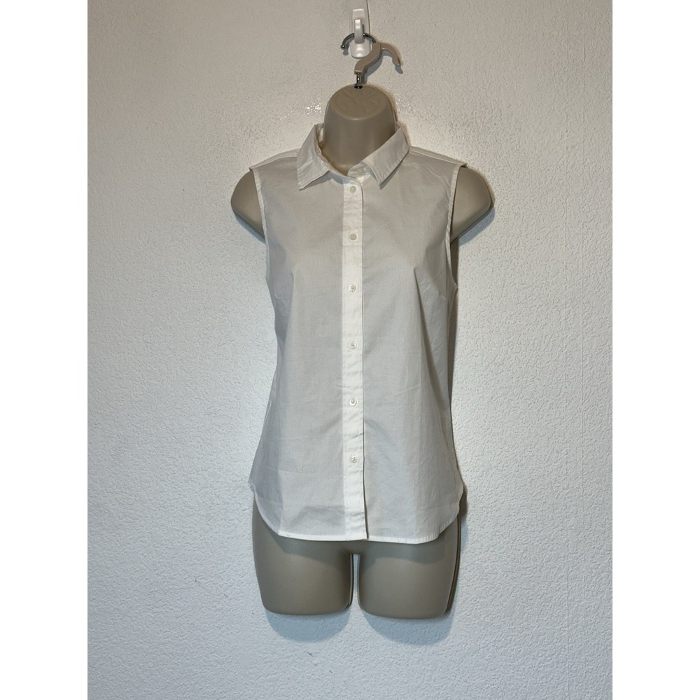 New J Crew‎ Factory Petite Lg  White Sleeveless Shirt Core Basic Casual Office